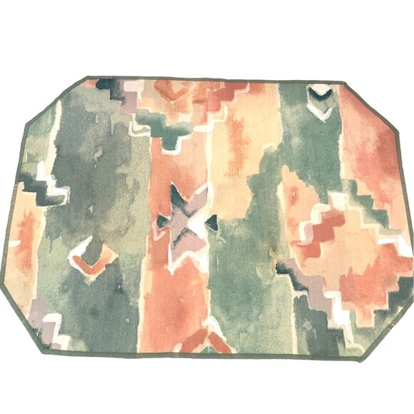 Tribal Apache Southwestern Table Placemats Geometric Pastels Reversible Set VTG - Picture 4 of 8